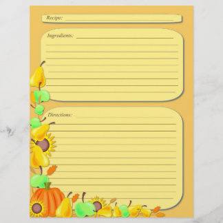 Fall vegetables theme recipe page
