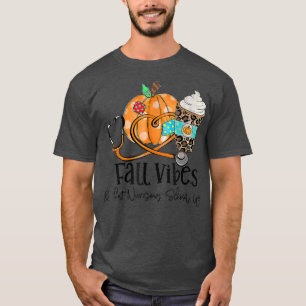 Fall Vibes And Nursing School Life Pumpkin Leopard T-Shirt