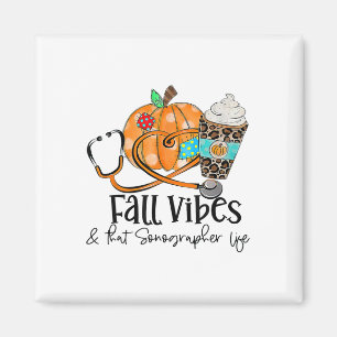Fall Vibes And Sonographer Life Pumpkin Leopard Th Magnet
