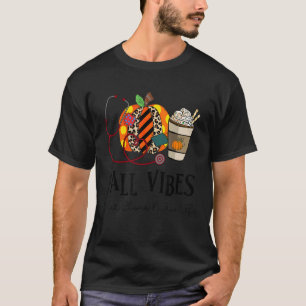 Fall Vibes And That Chemo Nurse Life leopard Pumpk T-Shirt