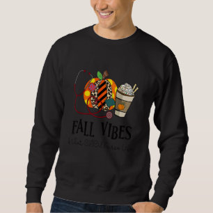 Fall Vibes And That CVICU Nurse Life leopard Pumpk Sweatshirt