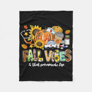 Fall Vibes And That Paramedic Life Pumpkin Leopard Fleece Blanket