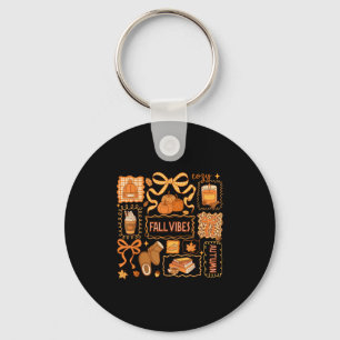 Fall Vibes Autumn Coquette Pumpkin Thanksgiving Co Key Ring