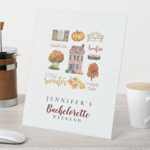 Fall Vibes Autumn Rustic Bachelorette Party Pedestal Sign