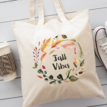 Fall Vibes Autumn Watercolor Tote Bag