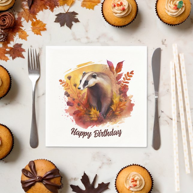 Fall vibes Badger - Birthday  Napkin (Creator Uploaded)