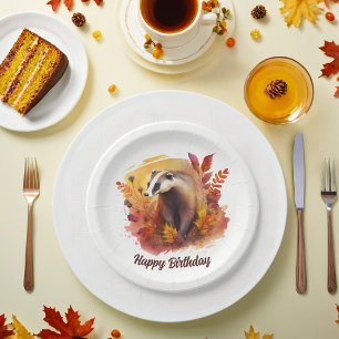 Fall vibes Badger - Birthday Paper Plate