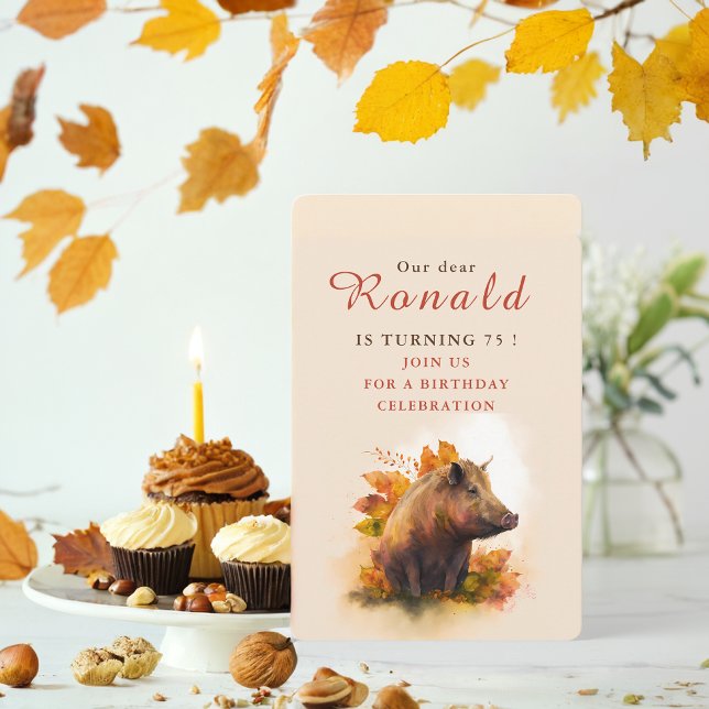 Fall vibes Boar - Birthday Invitation Card (Creator Uploaded)