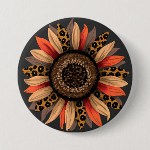 Fall Vibes Boho Sunflower Autumn 7.5 Cm Round Badge