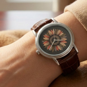 Fall Vibes Boho Sunflower Autumn Womens Elegant  Watch
