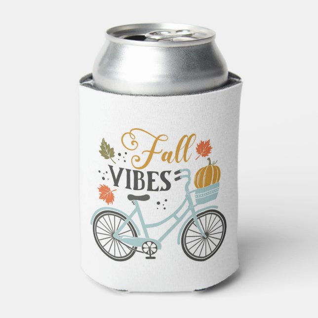 Fall Vibes By Bicycle Can Cooler (Can Front)