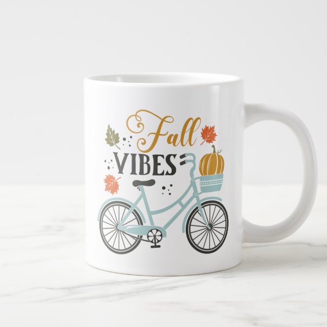 Fall Vibes By Bicycle Large Coffee Mug (Right)