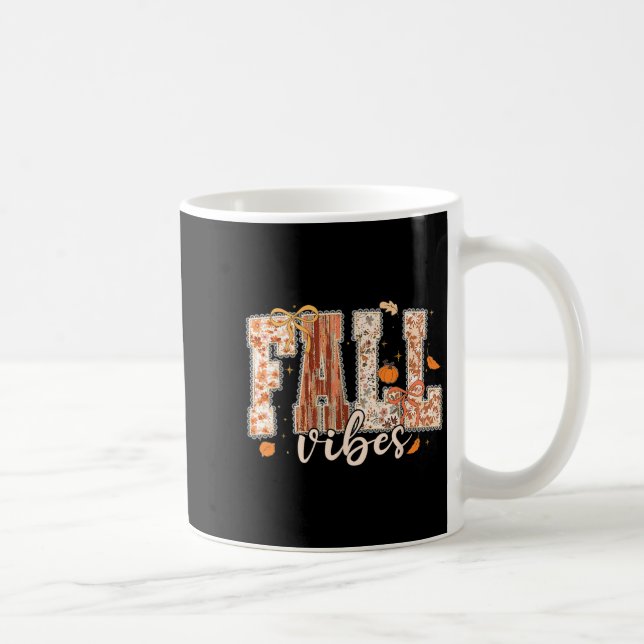 Fall Vibes Coquette Bow Pumpkin Thanksgiving Autum Coffee Mug (Right)