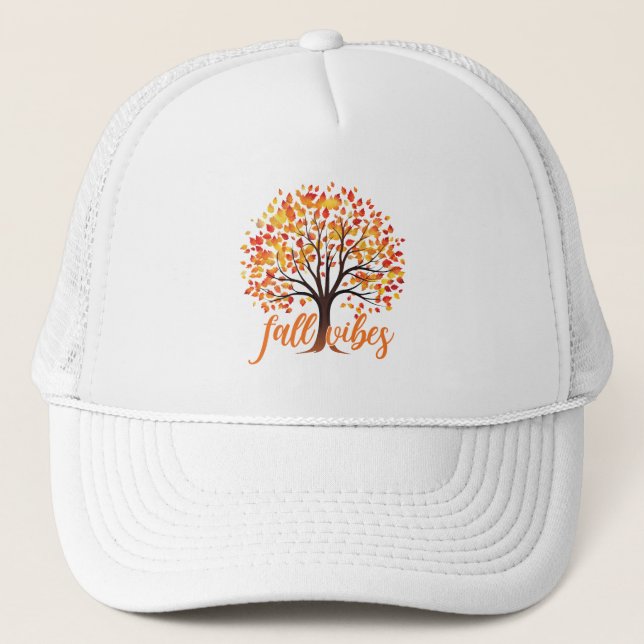 Fall Vibes – Cosy Fall Tree Trucker Hat (Front)
