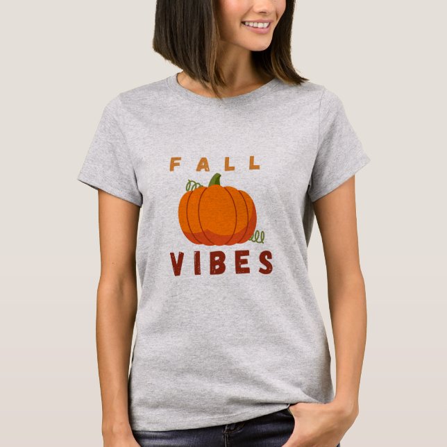 Fall Vibes – Cute Pumpkin Autumn T-Shirt (Front)