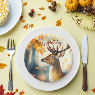 Fall vibes Deer - Birthday  Paper Plate