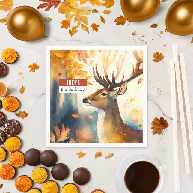 Fall vibes Deer -  Birthday Party - Napkin (Creator Uploaded)