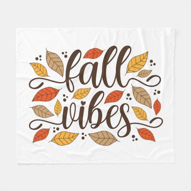 Fall Vibes Fleece Blanket (Front (Horizontal))