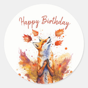 Fall vibes Fox - Birthday  Classic Round Sticker