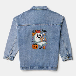Fall Vibes Ghost Nurse Autumn Denim Jacket