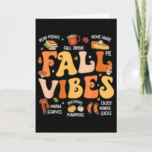 Fall Vibes Groovy Autumn Fall Season Pumpkin Spice Card