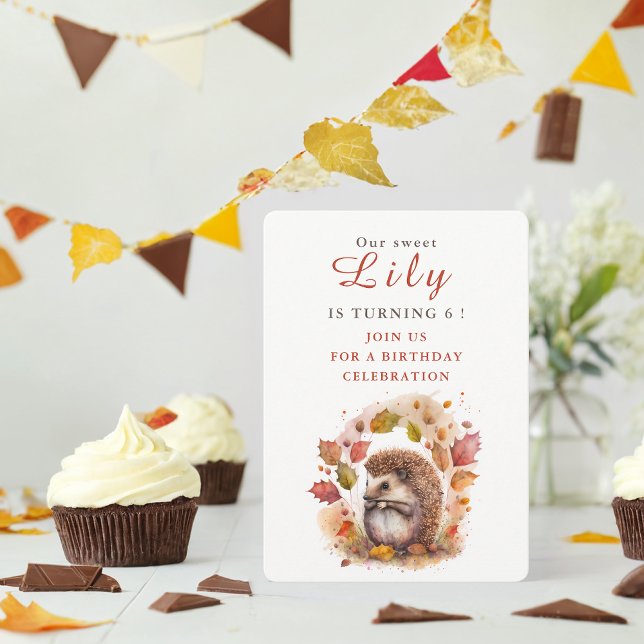 Fall vibes Hedgehog - Birthday Invitation Card (Creator Uploaded)