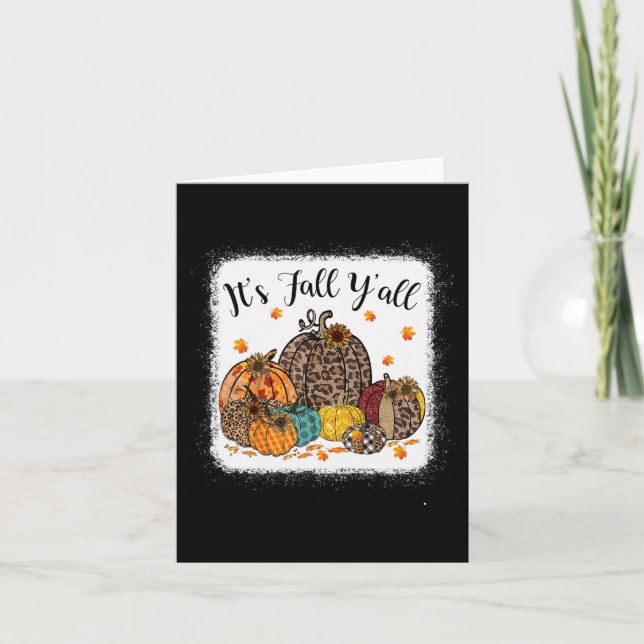 Fall Vibes It's Fall Y'all Leopard Pumpkin Autumn  Card (Front)