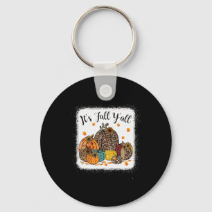 Fall Vibes It's Fall Y'all Leopard Pumpkin Autumn  Key Ring