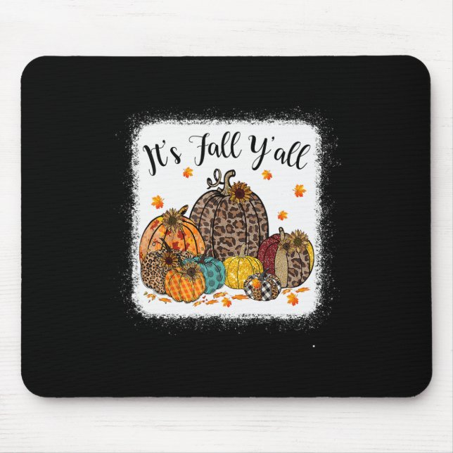 Fall Vibes It's Fall Y'all Leopard Pumpkin Autumn  Mouse Pad (Front)