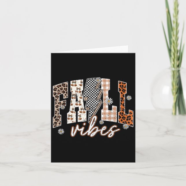 Fall Vibes Lightning Flower Thanksgiving Autumn Le Card (Front)