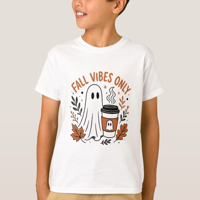 Fall Vibes Only Ghost T-Shirt (Front)
