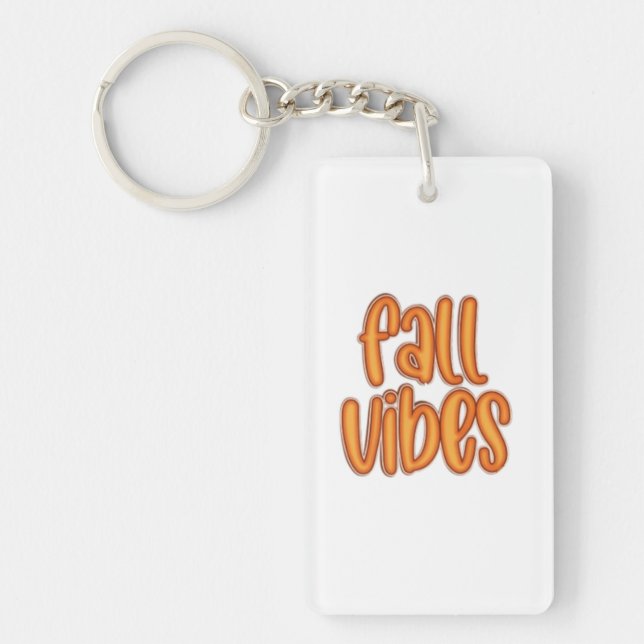 🍂 Fall Vibes Orange Text Graphic Key Ring (Front)