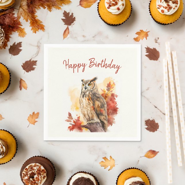 Fall vibes Owl - Birthday  Napkin (Creator Uploaded)
