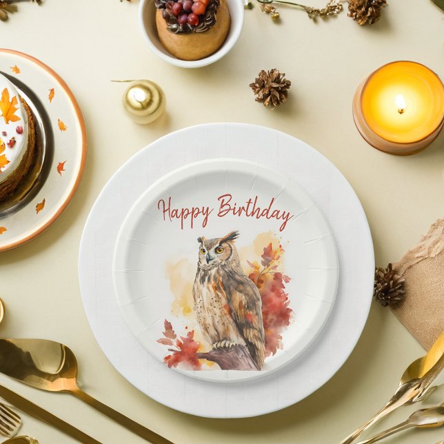 Fall vibes Owl - Birthday  Paper Plate (Creator Uploaded)