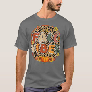 Fall Vibes Pumpkin Fall Autumn Leopard Print Fall  T-Shirt