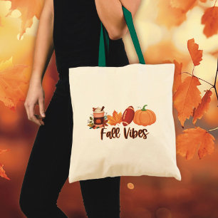 Fall Vibes Pumpkin Spice Football  Tote Bag