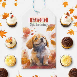Fall vibes Puppy -  Birthday Party - Gift Tags