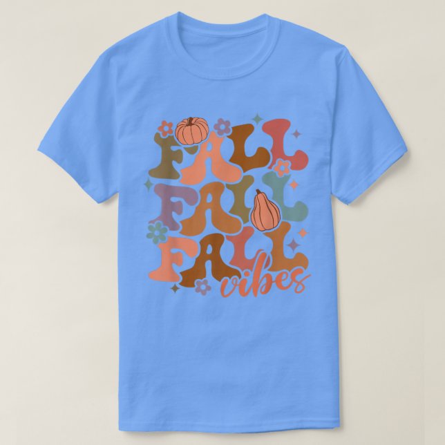 Fall Vibes Retro Groovy Pumpkin Spice Pumpkin Fall T-Shirt (Design Front)