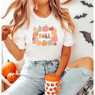Fall Vibes Retro Pumpkins Colourful T-Shirt