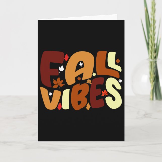 Fall Vibes Retro Thankful Vibes Autumn Groovy Than Card (Front)