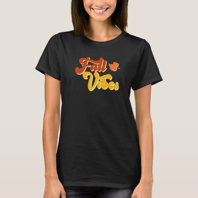 Fall Vibes Retro Thankful Vibes Autumn Groovy Than T-Shirt (Front)