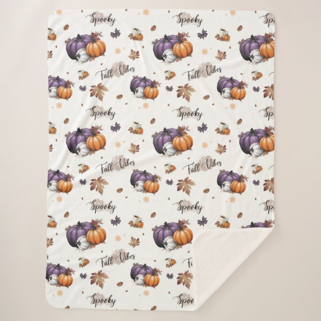 Fall Vibes Seamless Pattern  Sherpa Blanket (Front)