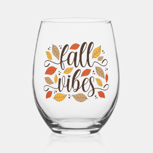 Fall Vibes Stemless Wine Glass