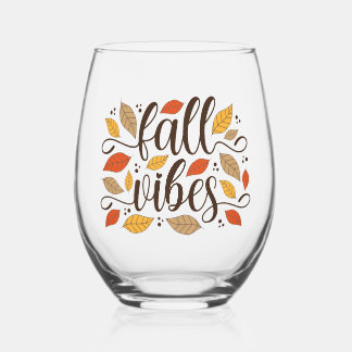 Fall Vibes Stemless Wine Glass