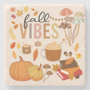 Fall Vibes Stone Coaster
