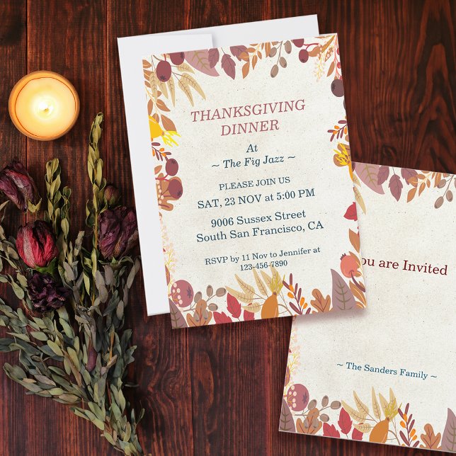Fall Vibes Thanksgiving Dinner Custom  Invitation (Creator Uploaded)