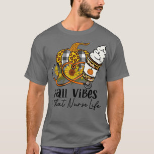 Fall Vibes & That Nurse Life Leopard Pumpkin Spice T-Shirt