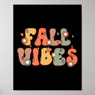 Fall Vibes Vintage Groovy Autumn Season Poster