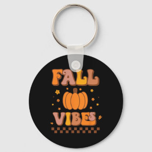 Fall Vibes Vintage Groovy Autumn Season Retro Than Key Ring