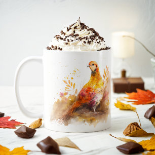 Fall Vibes Watercolor Pheasant - Coffee Mug